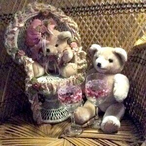 HAND DECORATED ❤️TEDDY BEAR LOVERS BUNDLE ♥️🥂